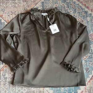 NEW Olive Green faux satin Blouse